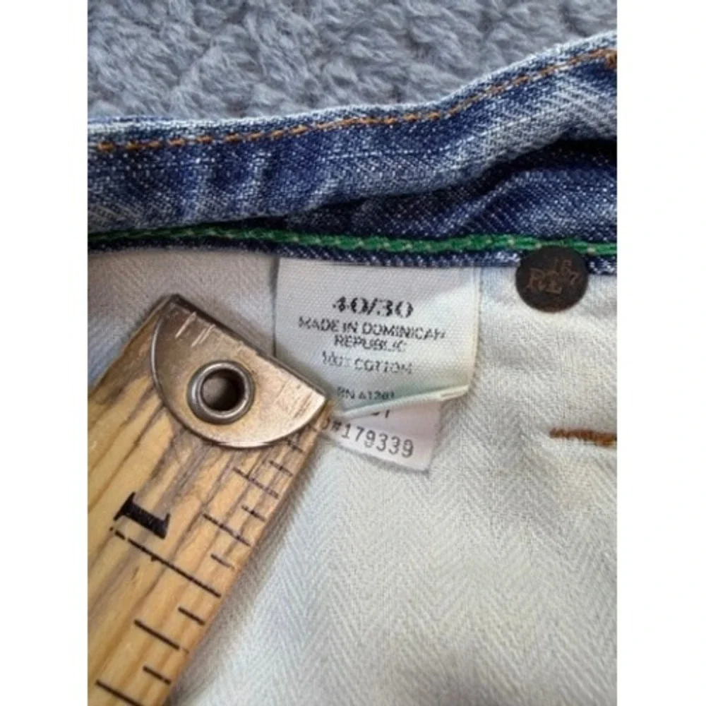 Polo Ralph Lauren Jeans Men 40x25 Blue Straight 018 Button Fly‎ Med Wash Denim